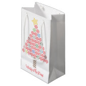 Gingham Multicolor Merry Christmas Tree Kleine Geschenktüte (Vorderseite Schrägansicht)