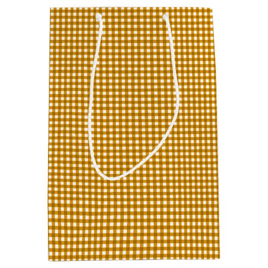 Gingham-Mustard Yellow-Gift Bag Mittlere Geschenktüte (Vorderseite)