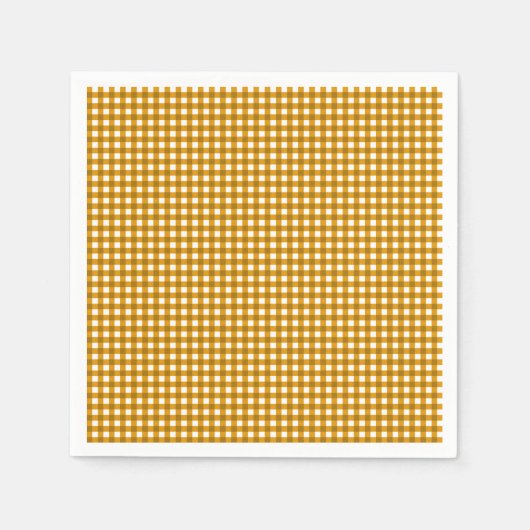 Gingham-Mustard Yellow Paper Napkins Serviette (Vorderseite)