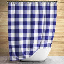 Gingham Muster blau und weiß geprüft Duschvorhang