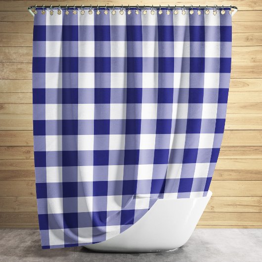 Gingham Muster blau und weiß geprüft Duschvorhang
