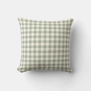 Gingham-Muster Cottagecore Kariert Beige-Sage Kissen