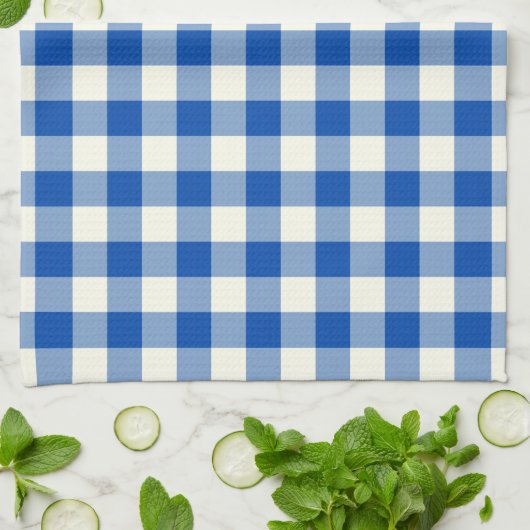 Gingham-Muster-Geschirrtuch im Kobalt-Blau Geschirrtuch (Gefaltet)