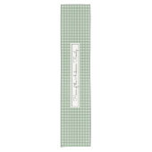 Gingham Muster grün mit Familienname Kurzer Tischläufer (Vorderseite)
