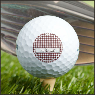 Gingham-Muster in Burgunderrot mit Namen Golfball