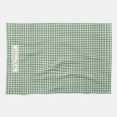 Gingham-Muster in Grün mit Namen Geschirrtuch (Horizontal)