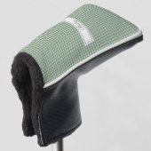 Gingham-Muster in Grün mit Namen Golf Headcover (3/4 Vorderseite)