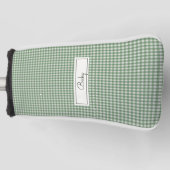 Gingham-Muster in Grün mit Namen Golf Headcover (Vorderseite)