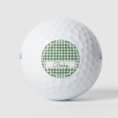 Gingham-Muster in Grün mit Namen Golfball (Vorderseite)