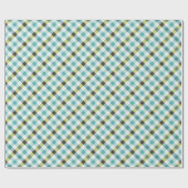 Gingham-Muster in Retro-Grün und Türkis Geschenkpapier (Flach)