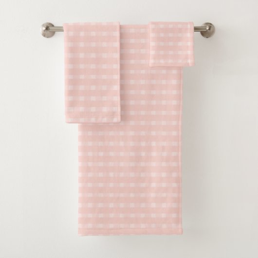 Gingham-Muster in Rosé und Pastell-Pfirsich Badhandtuch Set (Insitu)