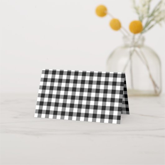 Gingham-Muster in Schwarz und Weiß Platzkarte (Rückseite)