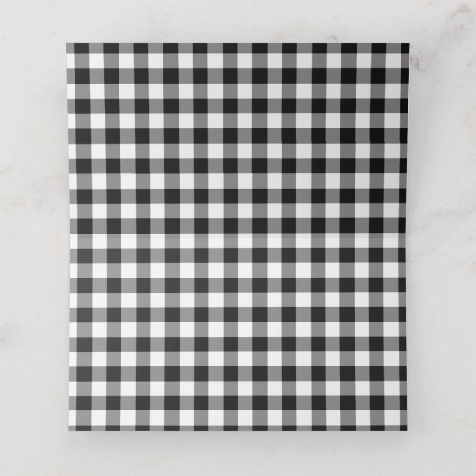 Gingham-Muster in Schwarz und Weiß Platzkarte (Innenseite Aufgefaltet)
