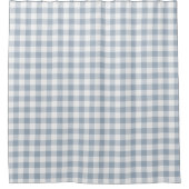 Gingham-Muster Küstenkariert Weiß Gedämpftes Blau Duschvorhang (Vorderseite)