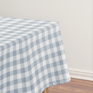 Gingham-Muster Küstenkariert Weiß Gedämpftes Blau Tischdecke