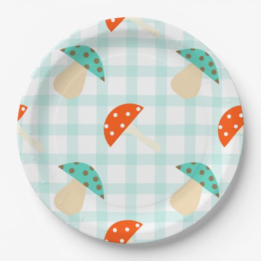 Gingham-Muster Pappteller (Vorderseite)