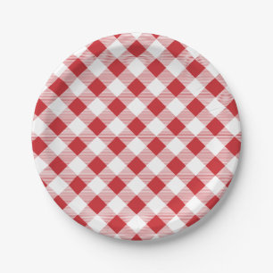 Gingham-Muster, Picknick, GRILLEN Papierplatte Pappteller
