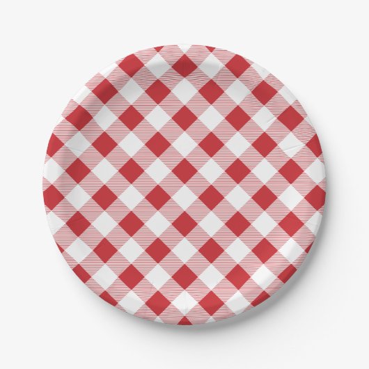 Gingham-Muster, Picknick, GRILLEN Papierplatte Pappteller (Vorderseite)
