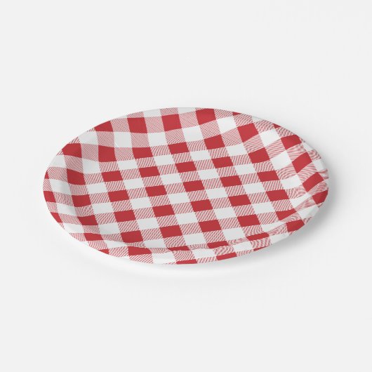 Gingham-Muster, Picknick, GRILLEN Papierplatte Pappteller (Schrägansicht)