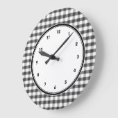Gingham-Muster schwarz-weiß Große Wanduhr (Winkel)