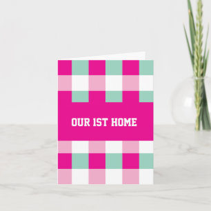 Gingham-Muster Unser 1. Zuhause Einladung