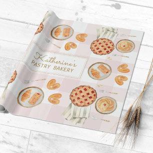 Gingham-Muster-Wasserfarbe-Gebäck-Backen-Bäckerei Geschenkpapier