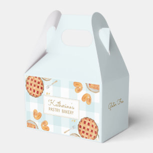Gingham-Muster Wasserfarbe Gebäck Backen Bäckerei Geschenkschachtel