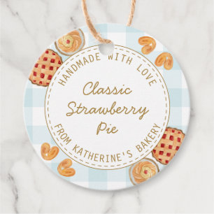 Gingham-Muster-Wasserfarbe-Gebäck-Backprodukt Geschenkanhänger