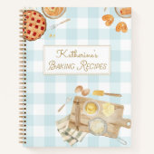 Gingham-Muster-Wasserfarbe-Gebäck-Backrezept Notizblock (Vorderseite)