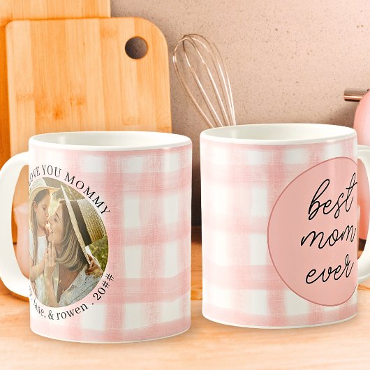 Gingham Mütter Tag Beste Mama je Foto Kaffeetasse