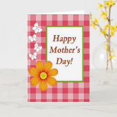 Gingham-Muttertag-Blumenkarte Karte (Gelbe Blume)