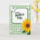 Gingham Muttertag Grußkarte Karte (Gelbe Blume)