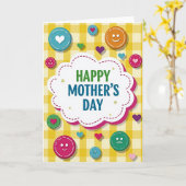 Gingham Muttertag Herz Karte (Gelbe Blume)