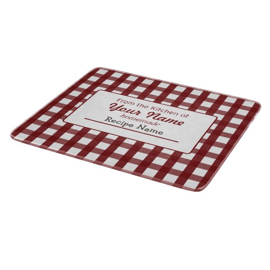 Gingham-Nahrungsmittelaufkleber Schneidebrett (Ecke)