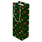 Gingham Navidad Ornaments Geschenktüte Für Weinflaschen (Vorderseite Schrägansicht)