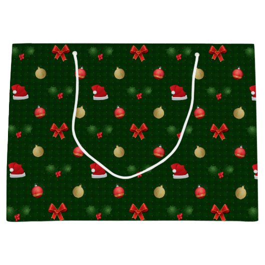 Gingham Navidad Ornaments Große Geschenktüte (Vorderseite)