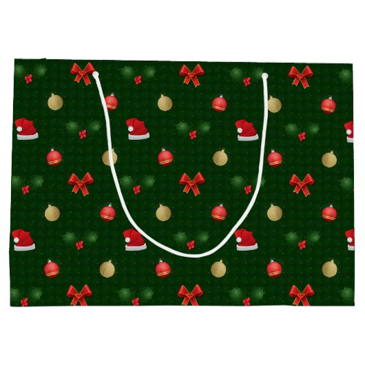 Gingham Navidad Ornaments Große Geschenktüte (Rückseite)