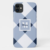 Gingham: Navy Blue und Light Blue Phone Case (Rückseite)