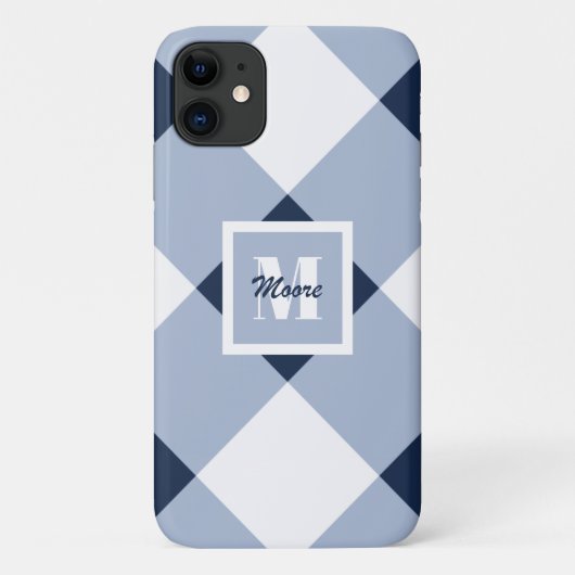 Gingham: Navy Blue und Light Blue Phone Case (Rückseite)