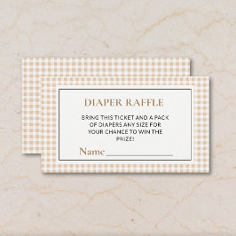 Gingham Neutral Diaper Raffle Tickets Baby Shower Begleitkarte