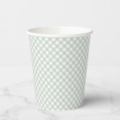 Gingham niedliche Salbei-Grün-Babydusche Pappbecher (Links)