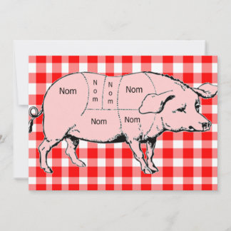 Gingham Nom Pig GRILLEN Einladung
