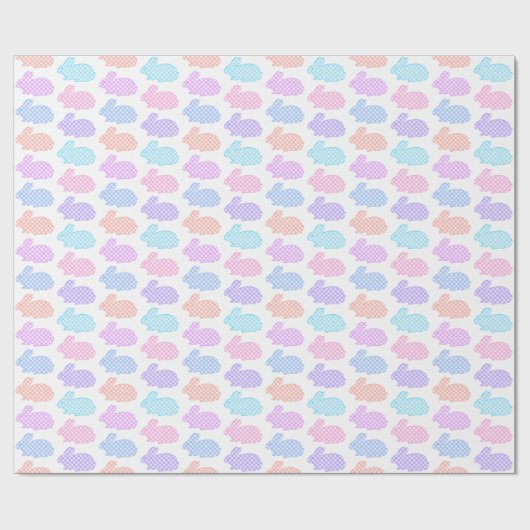 Gingham Oaster Bunny Pattern Geschenkpapier (Flach)