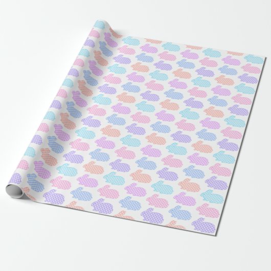 Gingham Oaster Bunny Pattern Geschenkpapier (Ungerollt)