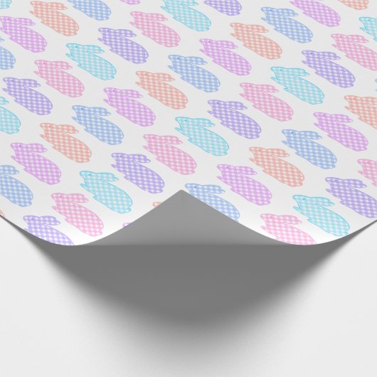 Gingham Oaster Bunny Pattern Geschenkpapier (Ecke)