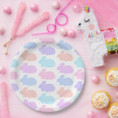 Gingham Oaster Bunny Pattern Pappteller (Party)
