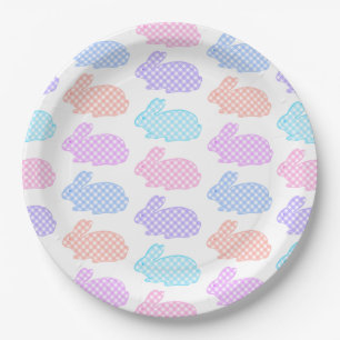 Gingham Oaster Bunny Pattern Pappteller