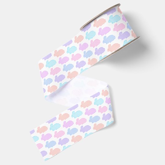 Gingham Oaster Bunny Pattern Ripsband (Rückseite)