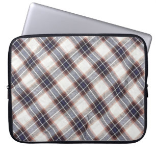 Gingham ökologische Baumwolle in Herbstfarben.  Laptopschutzhülle
