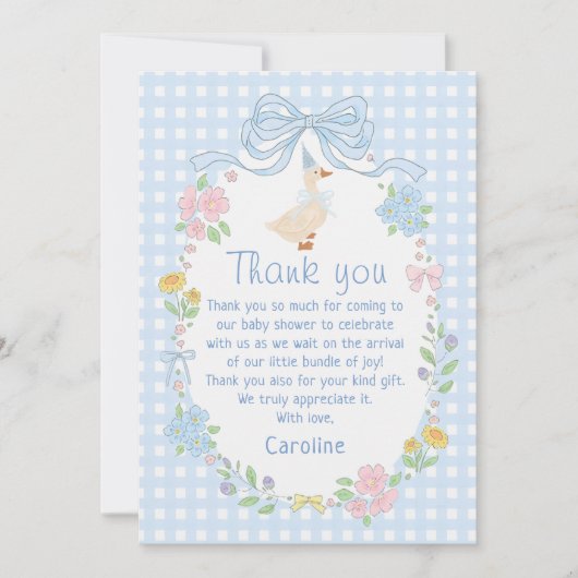 Gingham One Albern Goose Birthday Dankeschön Karte (Vorderseite)